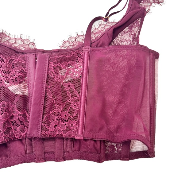 NWT Victoria’s Secret Purple Lace Silk Cropped Corset Top Medium - Picture 5 of 6